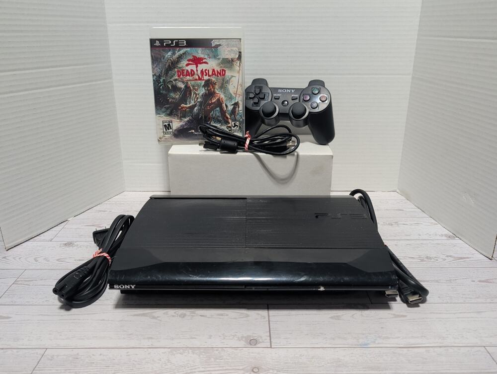 Sony PlayStation 3 Super PS3 Slim w/ Controller Charger HDMI & Game CECH4001B